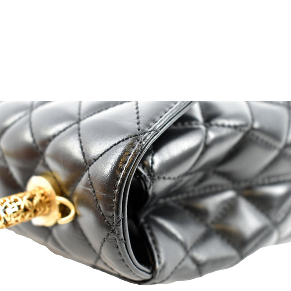 CHANEL Coco Mini Top Metal Handle Lambskin Leather Shoulder Bag Black