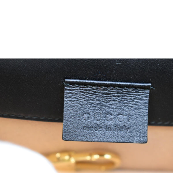 GUCCI Super Mini Sylvie Embroidered Leather Crossbody Chain Wallet Black 494646