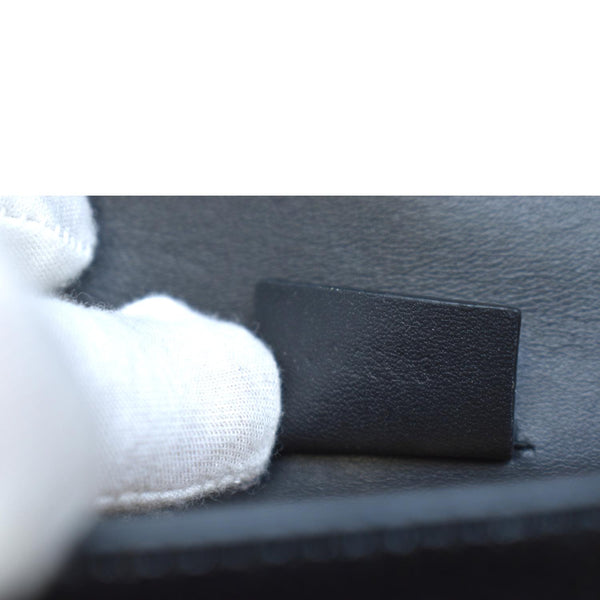 GUCCI Super Mini Sylvie Embroidered Leather Crossbody Chain Wallet Black 494646