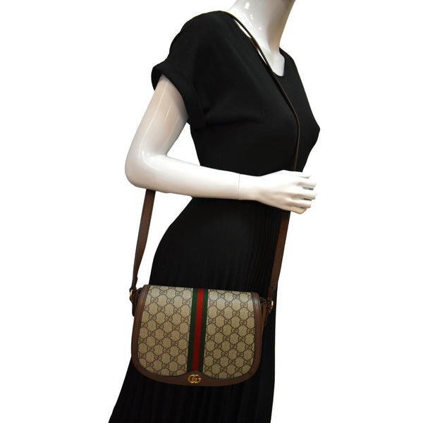 GUCCI Ophidia GG Supreme Canvas Crossbody Bag Beige 601044