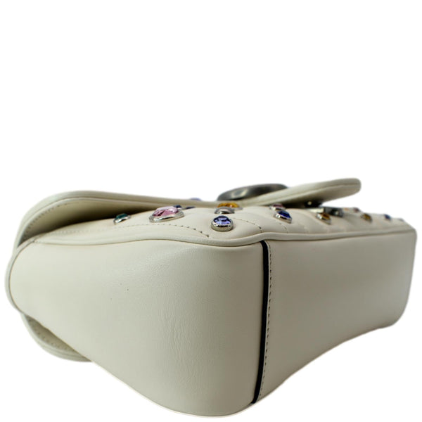 GUCCI GG Marmont Crystal-Embellished Crossbody Bag White 443497