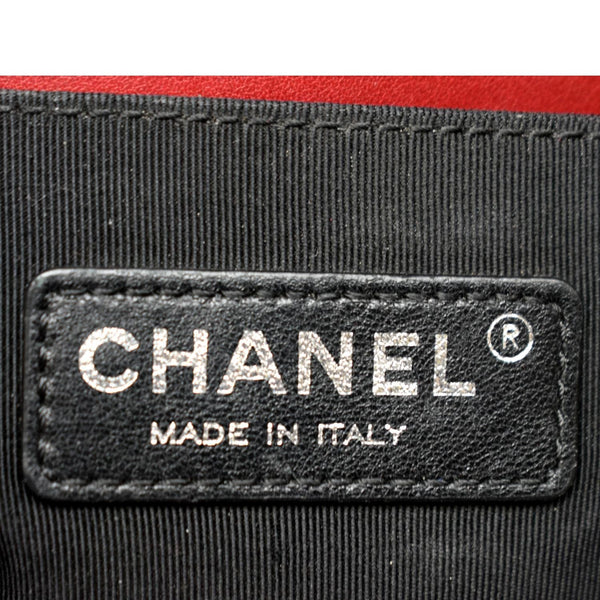 CHANEL Boy Flap Quilted Patent Leather Crossbody Bag Red