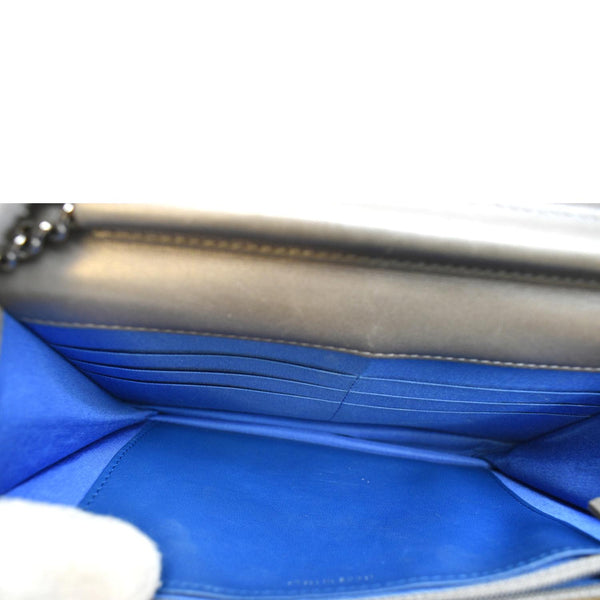 CHANEL Data Center Metallic Quilted Lambskin Wallet on Chain Gray