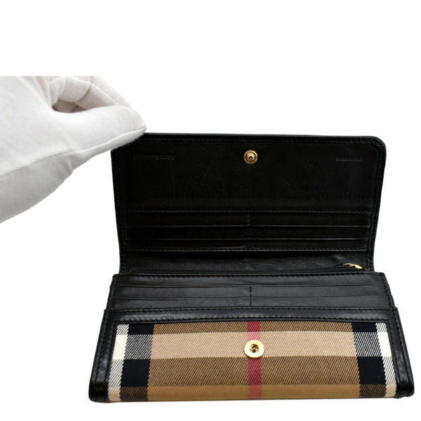 BURBERRY Check Leather Wallet Black
