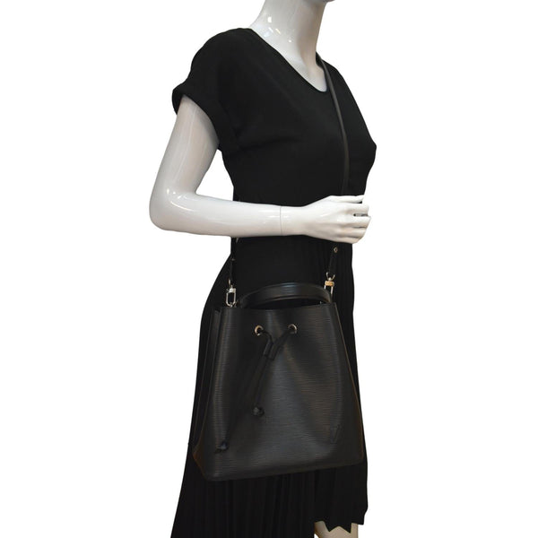 Louis Vuitton NeoNoe Epi Leather Shoulder Bag in Black-Full View