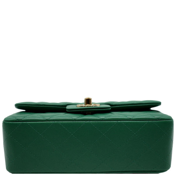 CHANEL Mini Rectangular Flap Quilted Leather Crossbody Bag Green