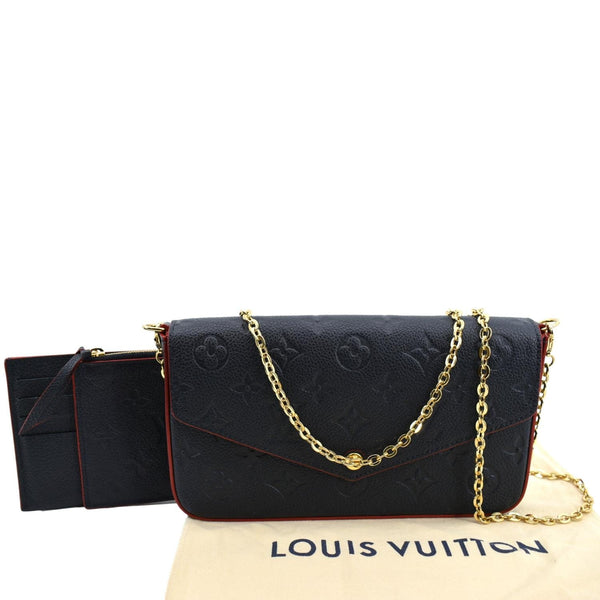 LOUIS VUITTON Felicie Monogram Empreinte Pochette Crossbody Bag Marine Rouge