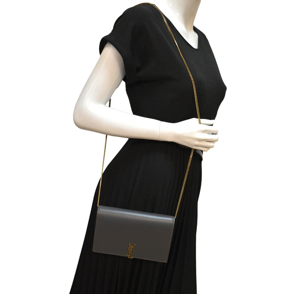 Yves Saint Laurent Flap Leather Shoulder Bag Light Gray- sold