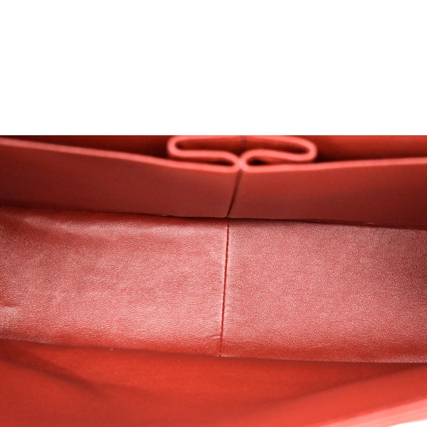 CHANEL Medium Double Flap Lambskin Leather Shoulder Bag Red