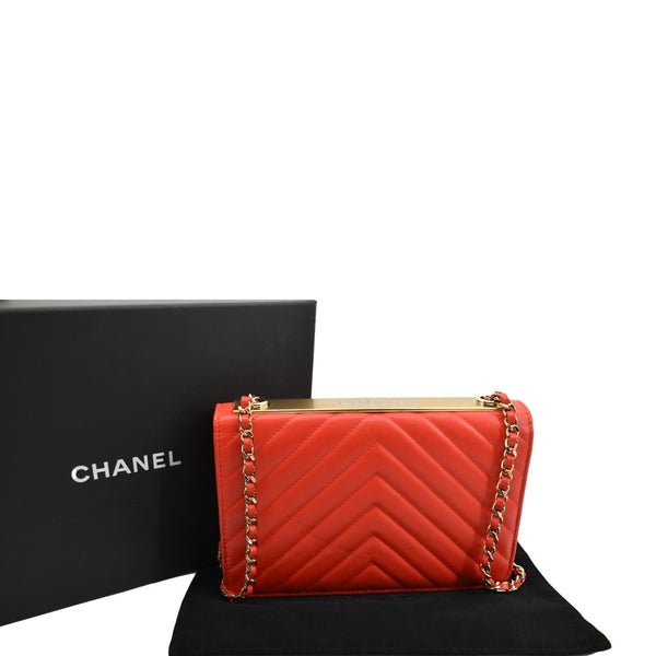 CHANEL Trendy CC Woc Lambskin Leather Crossbody Bag Red