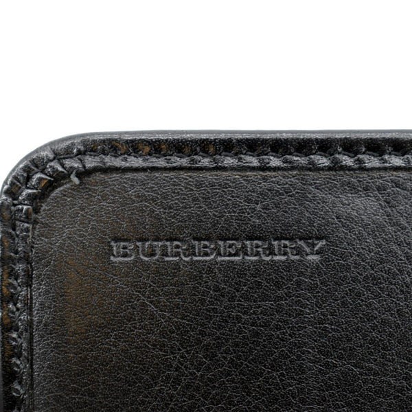 BURBERRY Check Leather Wallet Black