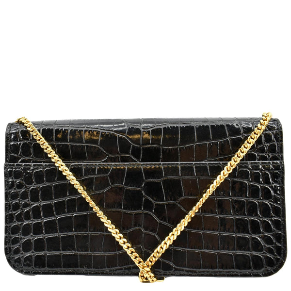 Yves Saint Laurent Kate Crocodile Leather Shoulder Bag Black - Back