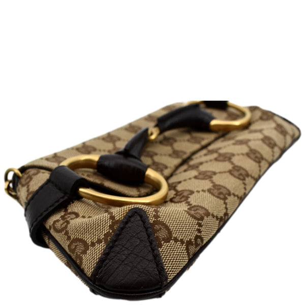 GUCCI Horsebit GG Canvas Clutch Bag Beige 114923