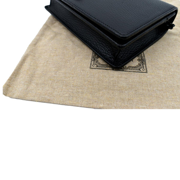 GUCCI GG Marmont WOC Leather Chain Crossbody Bag Black 497985