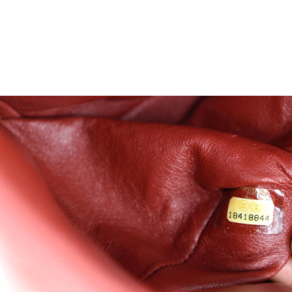CHANEL Medium Double Flap Lambskin Leather Shoulder Bag Red