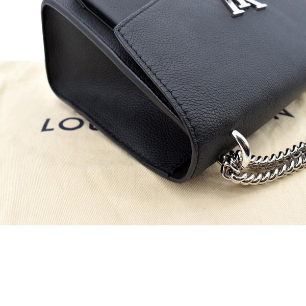 LOUIS VUITTON Mylockme Chain Calf Leather Chain Shoulder Bag Black