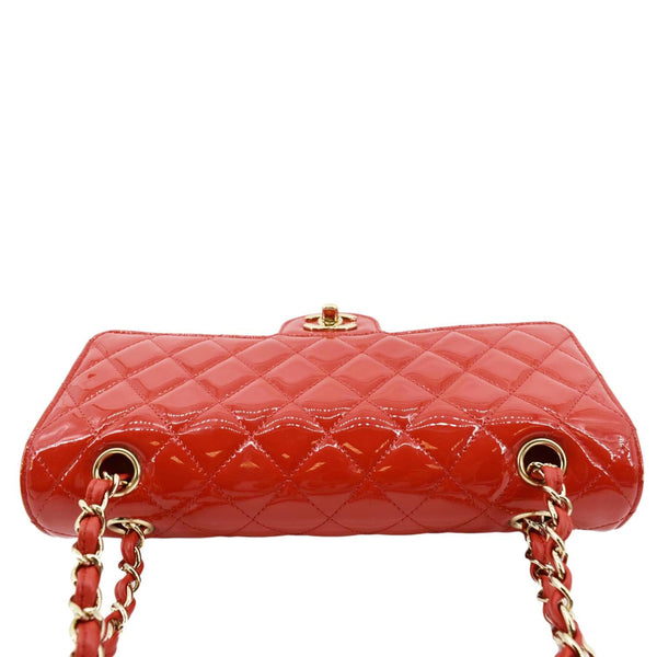 CHANEL Classic Medium Double Flap Patent Leather Shoulder Bag Red