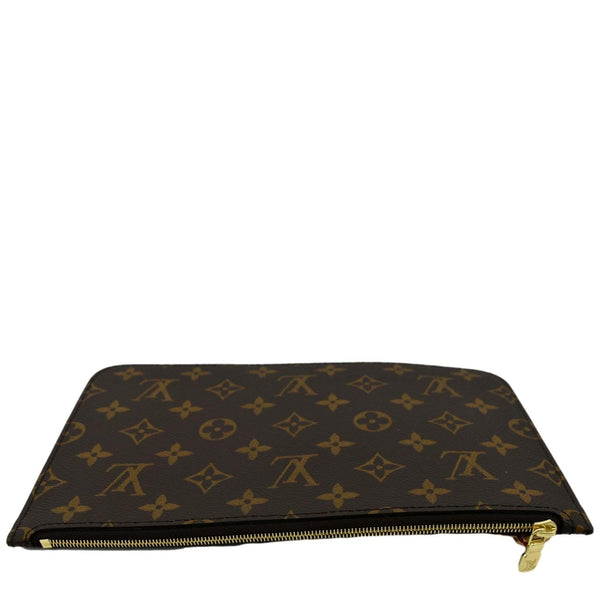 LOUIS VUITTON Neverfull Monogram Canvas Pochette Wristlet Pouch Brown