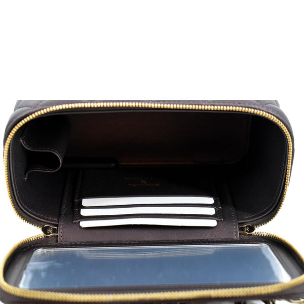 CHANEL Vanity Case Quilted Leather Crossbody Bag Maroon