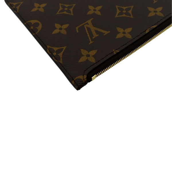LOUIS VUITTON Neverfull Monogram Canvas Pochette Wristlet Pouch Brown