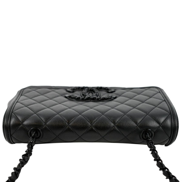 CHANEL Filigree CC Chain Around Leather Crossbody Bag Black