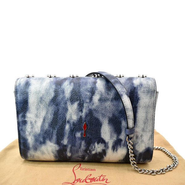 CHRISTIAN LOUBOUTIN Paloma Leather Patent Pearl Spikes Crossbody Bag Blue