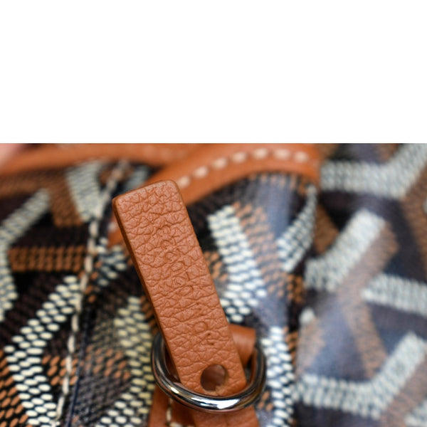 GOYARD Saint Louis PM Chevron Print Canvas Tote Bag Black Tan