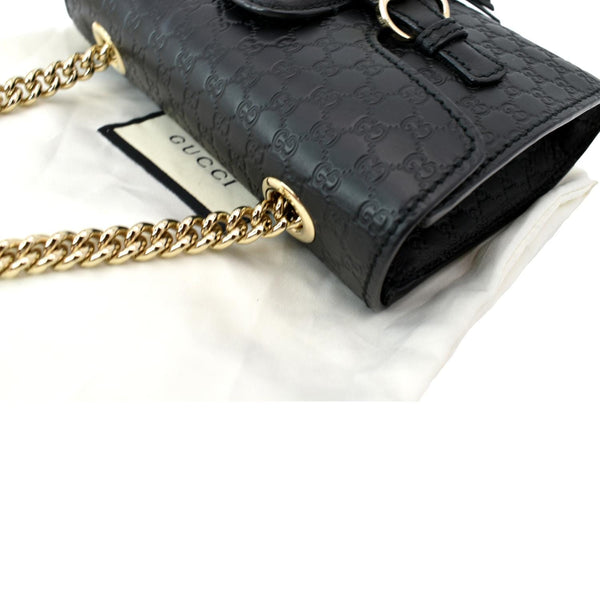 GUCCI Emily Mini Micro GG Leather Shoulder Bag Black 449636