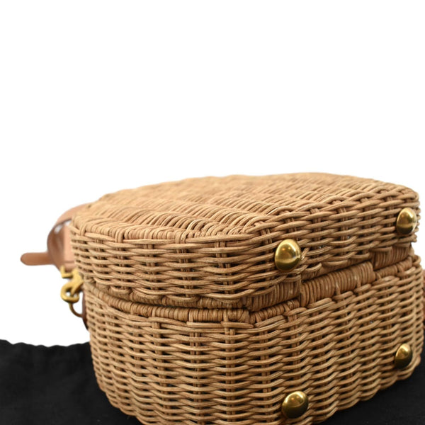 YVES SAINT LAURENT Mica Wicker Leather Crossbody Bag Beige