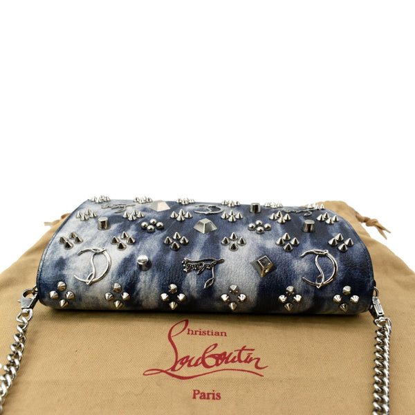 CHRISTIAN LOUBOUTIN Paloma Leather Patent Pearl Spikes Crossbody Bag Blue