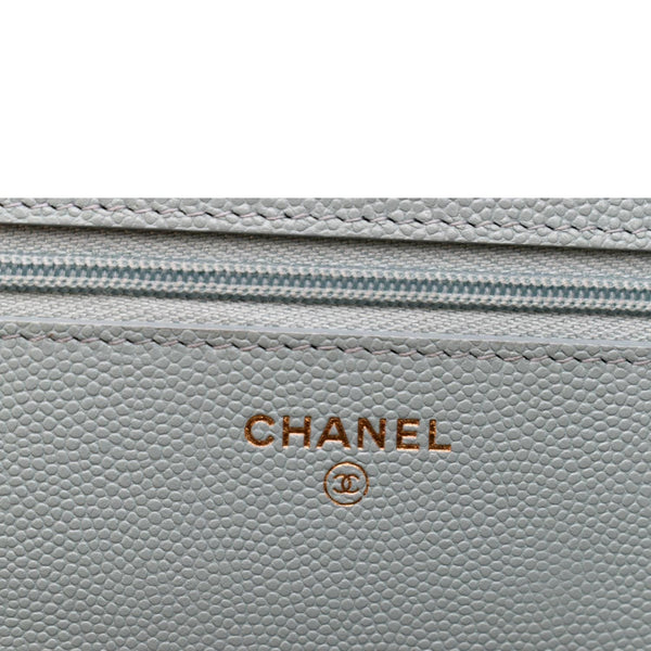 CHANEL CC WOC Caviar Leather Chain Crossbody Bag Light Blue