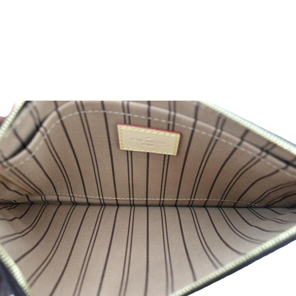 LOUIS VUITTON Neverfull Monogram Canvas Pochette Wristlet Pouch Brown