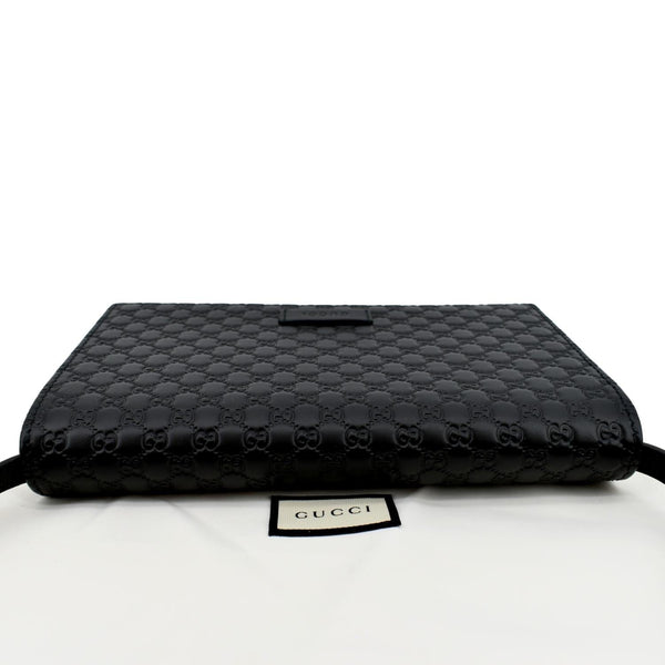 GUCCI Micro GG Leather Crossbody Wallet Black 466507