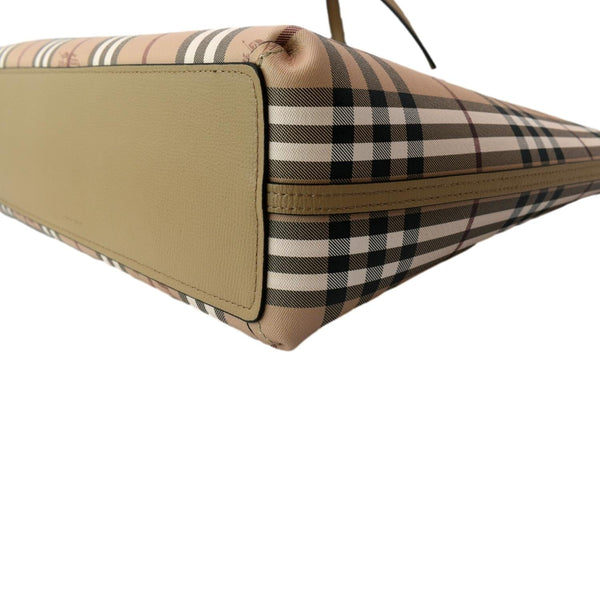 Burberry Reversible Haymarket Coated Canvas Tote Bag Tan