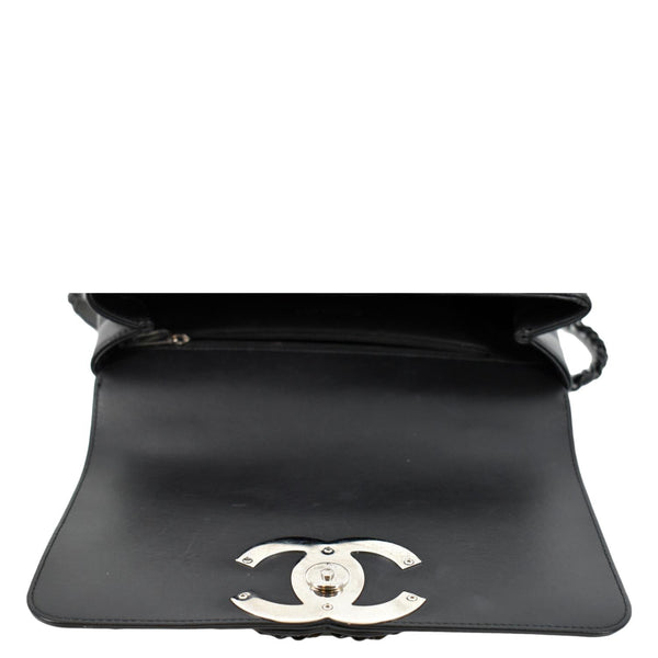 CHANEL Filigree CC Chain Around Leather Crossbody Bag Black