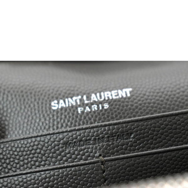 YVES SAINT LAURENT Cassandre Leather Chain Wallet Grey