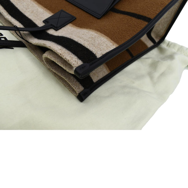 BURBERRY Freya Medium Calfskin Leather Canvas Hobo Natural