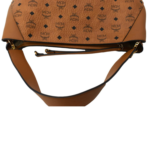 MCM Aren Monogram Visetos Hobo Bag Cognac