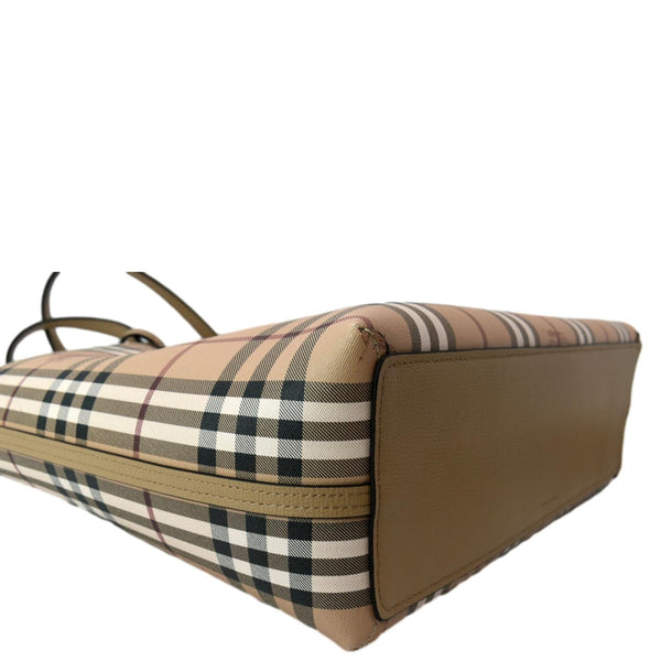 Burberry Reversible Haymarket Coated Canvas Tote Bag Tan