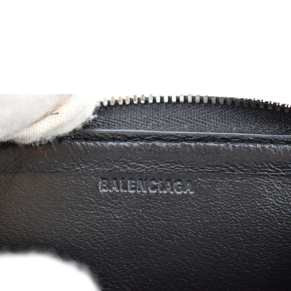 BALENCIAGA Classic Zip Around Leather Card Case Wallet Black