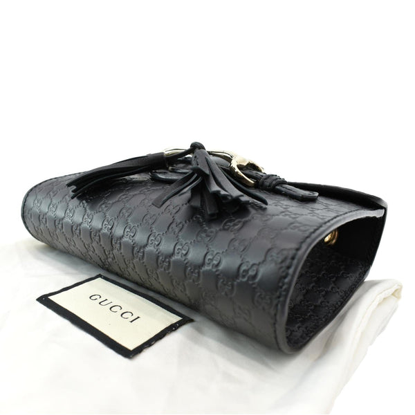 GUCCI Emily Mini Micro GG Leather Shoulder Bag Black 449636