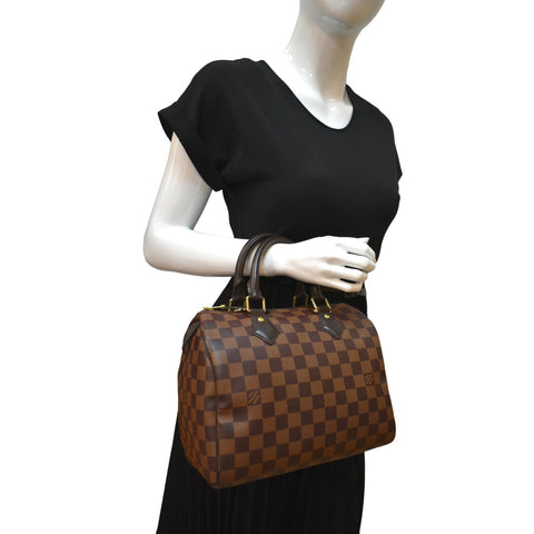 LOUIS VUITTON Speedy 25 Damier Ebene Satchel Bag Brown