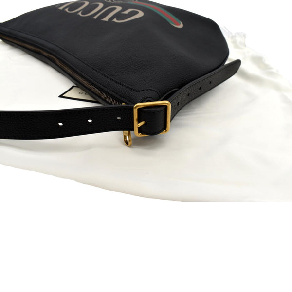 Gucci Half Moon Logo Calfskin Leather Hobo Shoulder Bag - Top Right