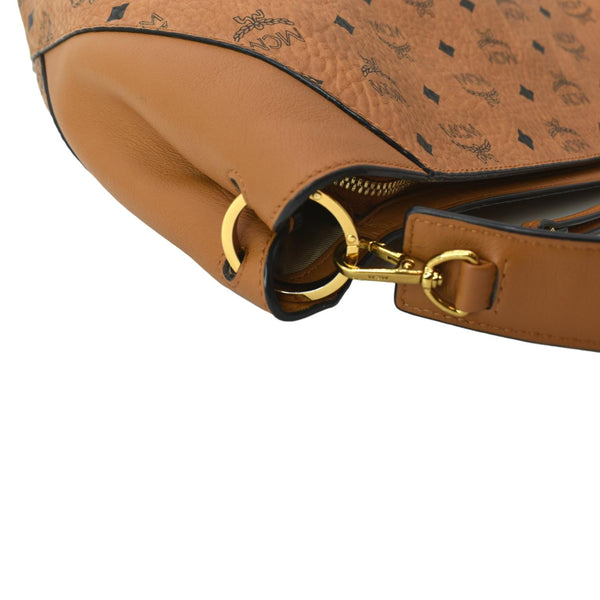 MCM Aren Monogram Visetos Hobo Bag Cognac