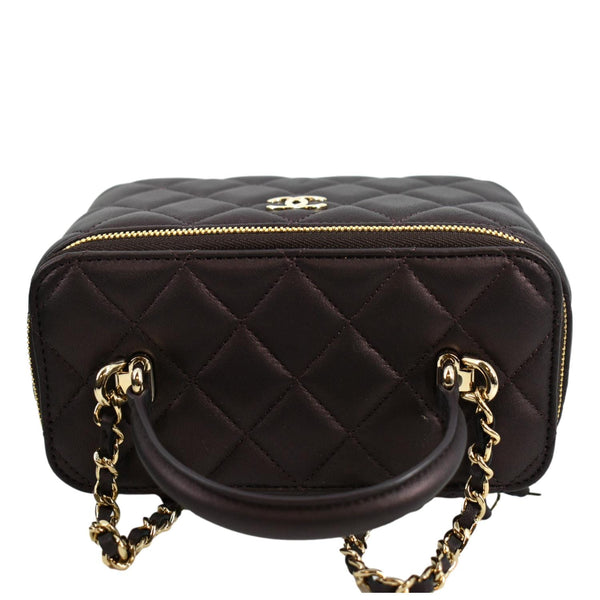 CHANEL Vanity Case Quilted Leather Crossbody Bag Maroon