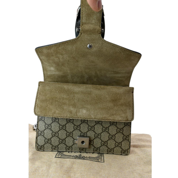 GUCCI Dionysus Mini GG Supreme Canvas Crossbody Bag Beige 421970
