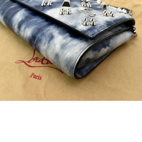 CHRISTIAN LOUBOUTIN Paloma Leather Patent Pearl Spikes Crossbody Bag Blue