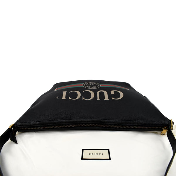 Gucci Half Moon Logo Calfskin Leather Hobo Shoulder Bag - Top