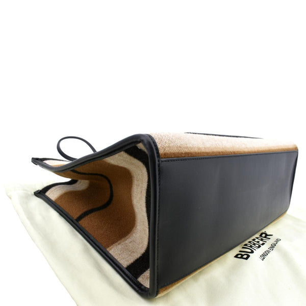 BURBERRY Freya Medium Calfskin Leather Canvas Hobo Natural