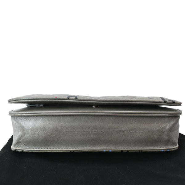 CHANEL Data Center Metallic Quilted Lambskin Wallet on Chain Gray